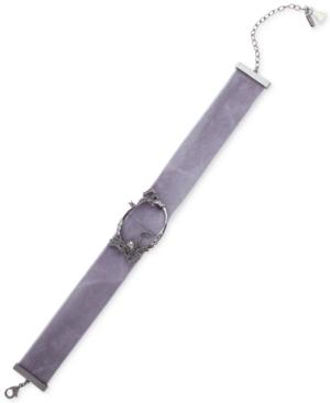 Lonna & Lilly Silver-tone Clear & Hematite Crystal Velvet Choker Necklace