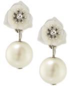 Carolee Silver-tone Crystal And Imitation Pearl Double Drop Earrings