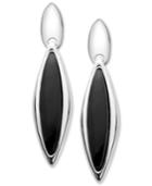 Nambe Marquise Stone Drop Earrings In Black Agate And Sterling Silver, Only At Macy's