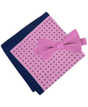 Tommy Hilfiger Men's Solid Pre-tied Bow Tie & Micro Neat Pocket Square Set