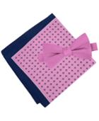 Tommy Hilfiger Men's Solid Pre-tied Bow Tie & Micro Neat Pocket Square Set