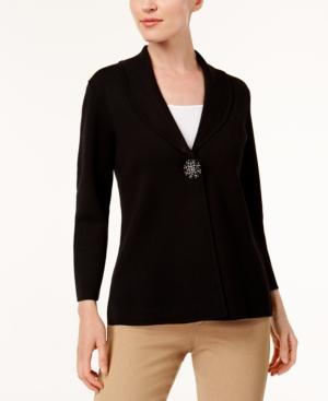 Jm Collection Rhinestone-embellished Snap Cardigan, Created For Macy's