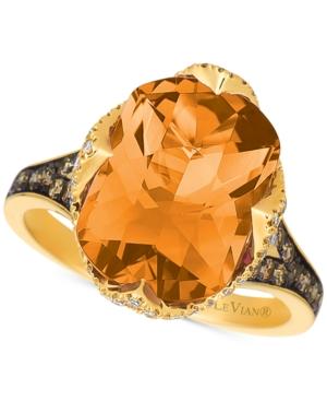 Le Vian Chocolatier Cinnamon Citrine (5-1/5 Ct. T.w.) & Diamond (1/2 Ct. T.w.) Ring In 14k Gold