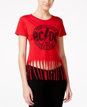 Hybrid Juniors' Ac/dc Graphic Fringe T-shirt