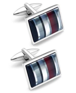 Sutton By Rhona Sutton Men's Stainless Steel Striped Cuff Links