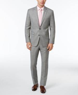 Vince Camuto Men's Slim-fit Stretch Performance Light Gray Sharkskin Suit