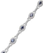 Sterling Silver Bracelet, Sapphire (2-5/8 Ct. T.w.) And Diamond (1/4 Ct. T.w.) Oval Link Bracelet