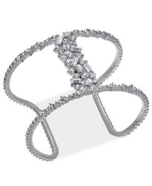 Inc International Concepts Silver-tone Crystal Open Cuff Bracelet, Created For Macy's