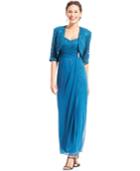 R & M Richards Sleeveless Sequin Lace Gown And Jacket