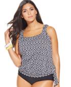 Swim Solutions Plus Size Diamond-print Tankini Top Women's Swimsuit