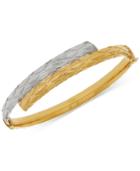 Two-tone Textured Bypass Bangle Bracelet In 14k Gold & White Gold