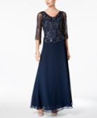 J Kara Sequined A-line Gown