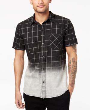 Jaywalker Men's Ombre Check-print Pocket Shirt With Raw-edge Hem