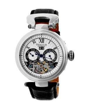 Heritor Automatic Ganzi Silver Leather Watches 44mm