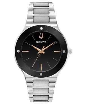 Bulova Men's Modern Diamond-accent Stainless Steel Bracelet Watch 43mm