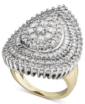Pear Diamond Cluster Ring In 14k White Gold And 14k Gold (3 Ct. T.w.)