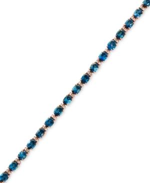 Effy London Blue Topaz (13-1/3 Ct. T.w.) & Diamond (1/6 Ct. T.w.) Tennis Bracelet In 14k Rose Gold