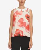 Cece Collared Floral-print Shell