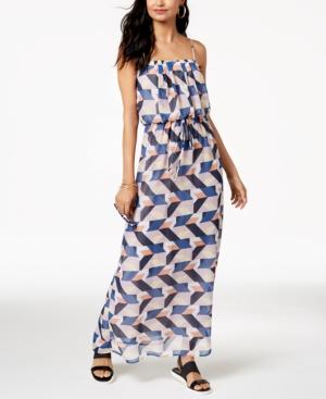 City Studios Juniors' Geo-print Blouson Maxi Dress