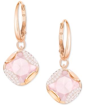 Swarovski Rose Gold-tone Pave & Pink Crystal Drop Earrings