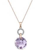Amethyst (8 Ct. T.w.) And Diamond (1/10 Ct. T.w.) Pendant Necklace In 14k Rose Gold