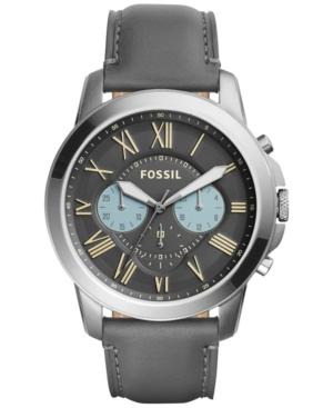 Fossil Men's Chronograph Grant Gray Leather Strap Watch 44mm Fs5183