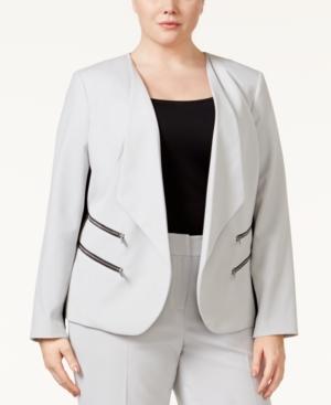Nine West Plus Size Double-zip Pocket Blazer