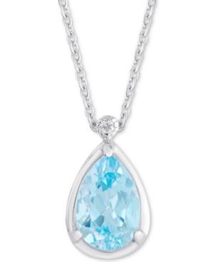 Blue Topaz (3-5/8 Ct. T.w.) & White Topaz Accent 18 Pendant Necklace In Sterling Silver