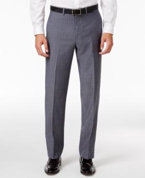 Ryan Seacrest Distinction Men's Slim-fit Gray/blue Double Stripe Suit Pants, Only At Macy's