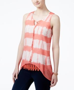 Bcx Juniors' Tie-dyed Handkerchief-hem Blouse