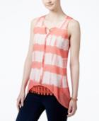 Bcx Juniors' Tie-dyed Handkerchief-hem Blouse