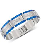 Esquire Men's Jewelry Diamond Two-tone Bracelet (1/2 Ct. T.w.) In Stainless Steel & Blue Ion-plating, Created For Macy's