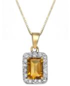 Citrine (1 Ct. T.w.) And Diamond (1/5 Ct. T.w.) Pendant Necklace In 14k Gold