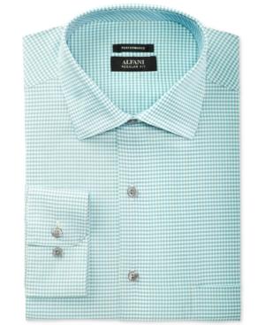 Alfani Men's Classic/regular Fit Performance Stretch Easy Care Gingham Dress Shirt, Created For Macy's