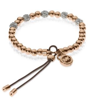 Michael Kors Bracelet, Rose Gold-tone Bead Fireball Stretch Bracelet