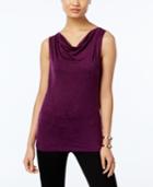 Tahari Asl Sleeveless Textured Drape-neck Top