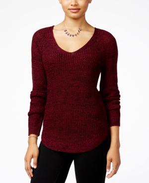 Freshman Juniors' V-neck Marled Sweater