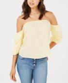 Hippie Rose Juniors' Off-the-shoulder Gingham Top