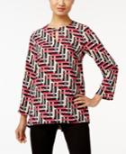 Alfani Printed Keyhole Blouse, Only At Macy's
