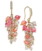 Inc International Concepts Gold-tone Pink And Clear Bead Berry Drop Earrings, Only At Macy's