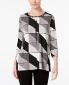 Alfred Dunner Embellished Geo-print Top