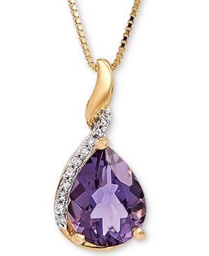 Amethyst (1-3/8 Ct. T.w.) & Diamond Accent 18 Pendant Necklace In 14k Gold