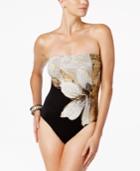 Carmen Marc Valvo Metallic-print Strapless One-piece Swimsuit Women's Swimsuit