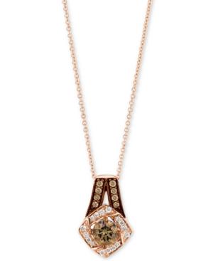 Le Vian Chocolatier Diamond Halo 18 Pendant Necklace (5/8 Ct. T.w.) In 14k Rose Gold