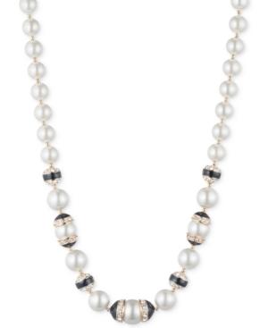 Anne Klein Gold-tone Imitation Pearl And Pave Statement Necklace