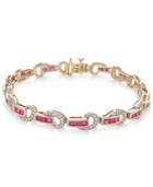 Certified Ruby (3 Ct. T.w.) And Diamond (5/8 Ct. T.w.) Swirl Link Bracelet In 14k Gold(also Available In Emerald And Sapphire)