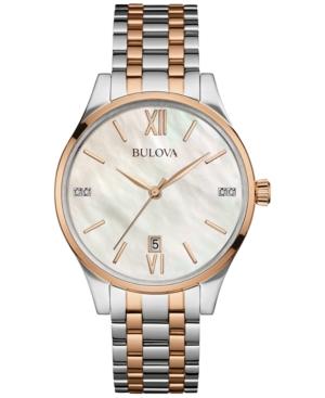 Bulova Women's Diamond Accent Two-tone Stainless Steel Bracelet Watch 36mm 98p150