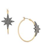 Inc International Concepts Two-tone Pave Star Hoop Earrings, Created For Macy's