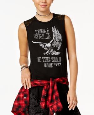 Freeze 24-7 Juniors' Wild Side Crochet-back Graphic Tank Top