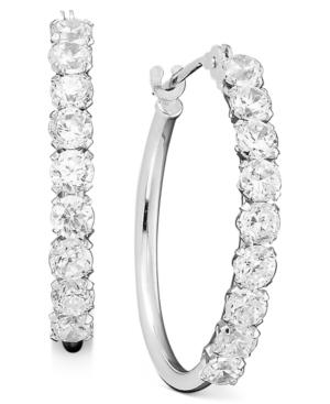 10k White Gold Swarovski Zirconia Hoop Earrings